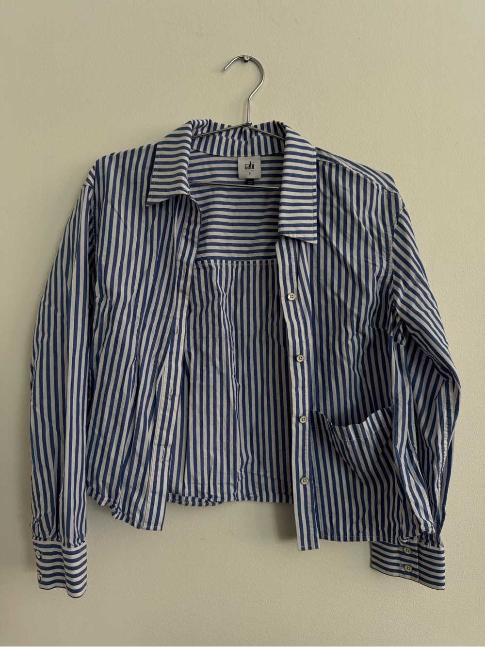 Cabi Striped Button Down Shirt in Blue & White